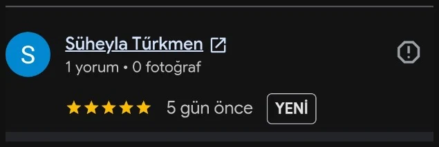 Google yorumu - Suheyla Turkmen