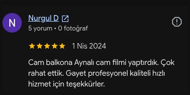 Google yorumu - Nurgul D