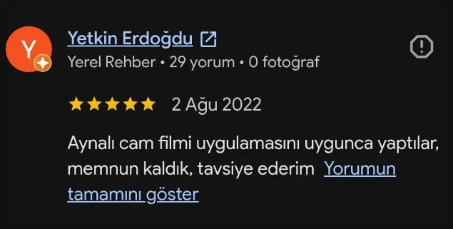 Google yorumu - Yetkin Erdogdu